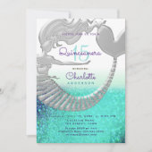Glitter Zeemeermin Quinceanera Verjaardag Kaart (Voorkant)