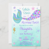 Glitter Zeemeermin Staart Blauwgroen Verjaardag Ui Kaart (Voorkant)