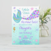 Glitter Zeemeermin Staart Blauwgroen Verjaardag Ui Kaart (Staand voorkant)