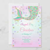 Glitter Zeemeermin Staart Verjaardag Uitnodiging (Voorkant)