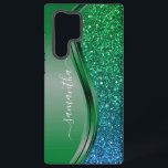 Glitter ziet er Heldergroene blauwe, persoonlijke  Samsung Galaxy Hoesje<br><div class="desc">Het ontwerp is een foto en de hoesjes worden niet gemaakt met glitter, sequenties, metalen of bossen. Dit ontwerp is ook beschikbaar op andere telefoonmodellen. Kies het Type van Apparaat om andere hoesjes van iPhone, van Samsung Galaxy of van Google te zien. Sommige stijlen kunnen worden gewijzigd door Stijl te...</div>