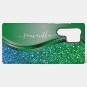 Glitter ziet er Heldergroene blauwe, persoonlijke Samsung Galaxy Hoesje (Achterkant horizontaal)