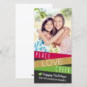 Glitter Zig Zag Holiday Photo Card/Red Green Feestdagenkaart (Voorkant / Achterkant)