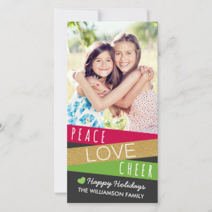 Glitter Zig Zag Holiday Photo Card/Red Green Feestdagenkaart