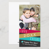 Glitter Zig Zag Nieuwjaar Fotokaart Feestdagenkaart (Voorkant / Achterkant)