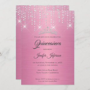 Glitter zilver druppelen Quinceanera Uitnodiging