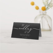 Glitter Zilver Eenvoudig Schoon Script Tafel Plaatskaartje (Achterkant)
