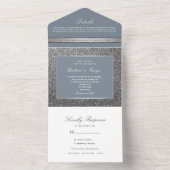 Glitter Zilver Elegante Winter Wedding All In One Uitnodiging (Binnen)