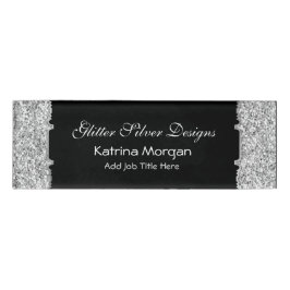 Glitter Zilver Elegantie Skinny Naam Tag