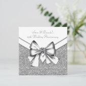 Glitter Zilver Feest 25-jarig Huwelijksjubileum Fe Kaart (Staand voorkant)