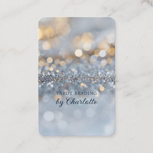 Glitter, zilver, goud visitekaartje (Voorkant)