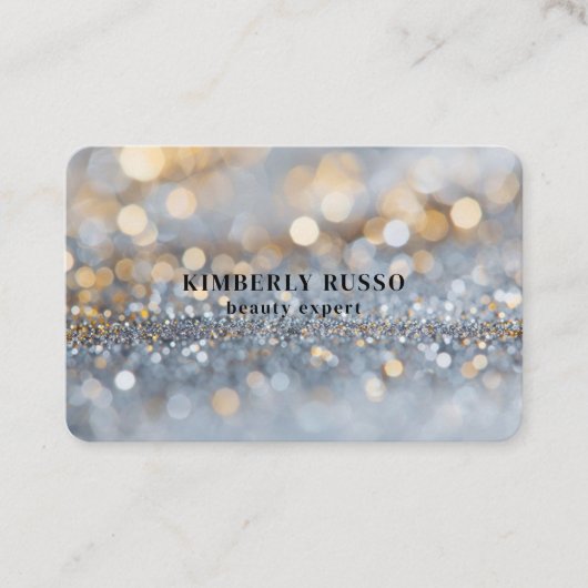 Glitter, Zilver, Gouden Salon Visitekaartje (Voorkant)