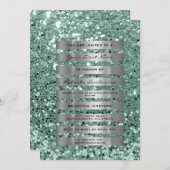 Glitter Zilver Grijs Strepen Mint Groen Pastel Kaart (Voorkant / Achterkant)