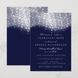 Glitter Zilver Grijs Wit Blauw Marine Wit Elegant Kaart