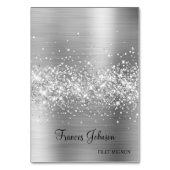 Glitter Zilver Menu Keuze Naam Plaatskaartjes Kaart (Voorkant)