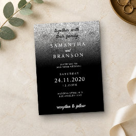 Glitter Zilver Minimal Huwelijk Kaart
