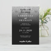 Glitter Zilver Minimal Huwelijk Kaart (Staand voorkant)
