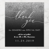 Glitter zilver minimalist dank u bruiloft set wijn etiket (Enkel label)