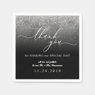 Glitter Zilver Minimalistisch Decor Bruiloft Servet