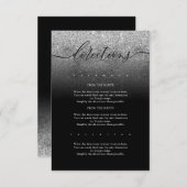 Glitter Zilver Modern Eenvoudige Bruiloft Routebes Informatiekaartje (Voorkant / Achterkant)