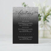 Glitter Zilver Modern Eenvoudige Bruiloft Routebes Informatiekaartje (Staand voorkant)