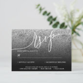 Glitter zilver moderne bruiloft kalligrafie RSVP kaartje (Staand voorkant)