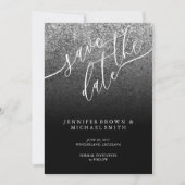 Glitter Zilver Moderne Bruiloft Save the DATE (Voorkant)