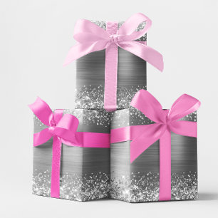 Glitter Zilver Nep Folie Cadeaupapier