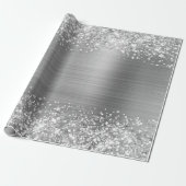 Glitter Zilver Nep Folie Cadeaupapier (Uitgerold)