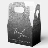 Glitter Zilver SPARK Bruiloft Calligrafie Dank Je Bedankdoosjes (Geopend)