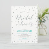 Glitter Zilver & Tiffany | Moderne Bruiloft Borrel Kaart (Staand voorkant)