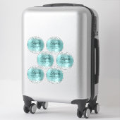 Glitter Zilver & Turquoise 40ste Verjaardag 5" Cir Sticker (Koffer)