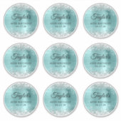 Glitter Zilver & Turquoise 40ste Verjaardagskring Sticker (Voorkant)