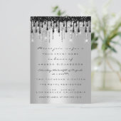 Glitter Zilver Zwart Drip Bruids Sweet 16de  Kaart (Staand voorkant)