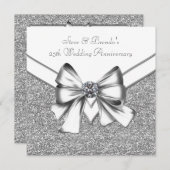 Glitter Zilveren 25e Hochfeestdag Feest Kaart (Voorkant / Achterkant)