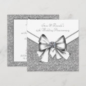Glitter Zilveren 25e Hochzeit Jubileumfeest Kaart (Voorkant / Achterkant)