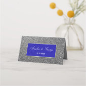 Glitter Zilveren Bruiloft Plaats Plaatskaartje (Achterkant)