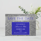 Glitter Zilveren Bruiloft Save The Date (Staand voorkant)