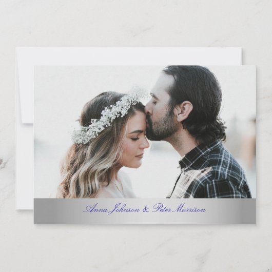 Glitter Zilveren Bruiloft Save The Date (Achterkant)