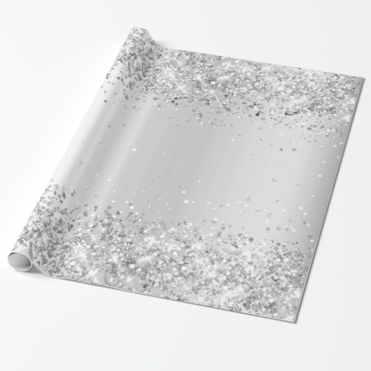 Glitter zilveren confetti met kerstmis cadeaupapier (Uitgerold)