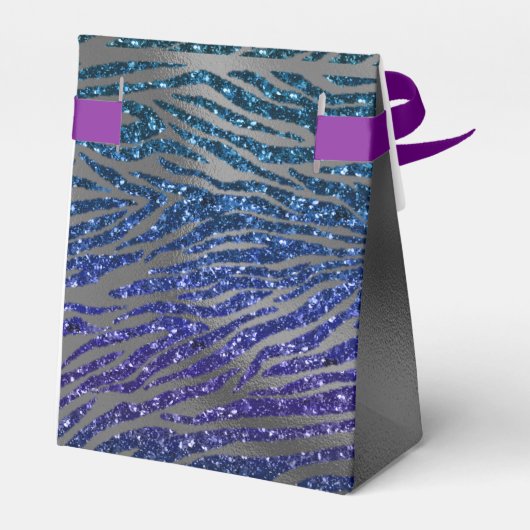 Glitter Zilveren Folie Donkerblauw Zebra Print Ver Bedankdoosjes (Achterkant)
