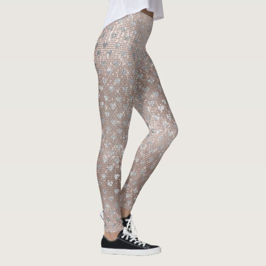 Glitter Zilveren Parel Harten Roze Rose Goud Spark Leggings (Rechts)