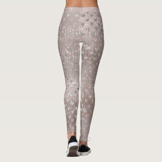 Glitter Zilveren Parel Harten Roze Rose Goud Spark Leggings (Achterkant)