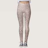 Glitter Zilveren Parel Harten Roze Rose Goud Spark Leggings (Voorkant)