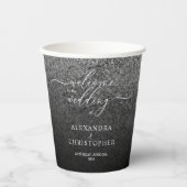 Glitter Zilveren Sparkle Bruiloft Papieren Bekers (Voorkant)