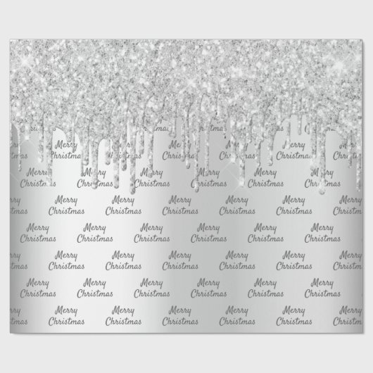 Glitter zilveren sprankeling Kerstmis Cadeaupapier (Vlak)