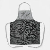 Glitter zilveren zebra print op zwart gepersonalis schort (Voorkant)