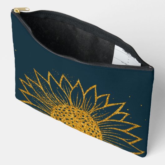 Glitter Zonnebloem Moederdag Marine Monogram Etui (Open)