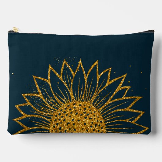 Glitter Zonnebloem Moederdag Navy Monogram Etui (Voorkant)