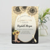 Glitter, zonnebloemen, Glass Quinceanera Kaart (Staand voorkant)